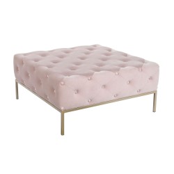 Banqueta DKD Home Decor Rosa Dorado Metal 100 x 100 x 45 cm