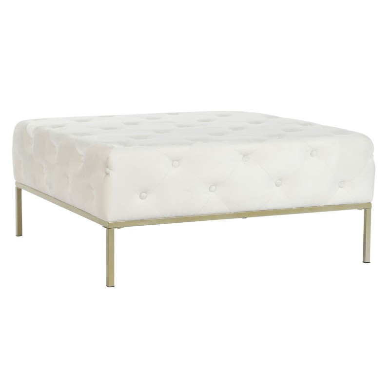 Banqueta DKD Home Decor Blanco Dorado Metal 100 x 100 x 45 cm