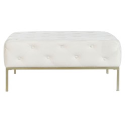 Banqueta DKD Home Decor Blanco Dorado Metal 100 x 100 x 45 cm