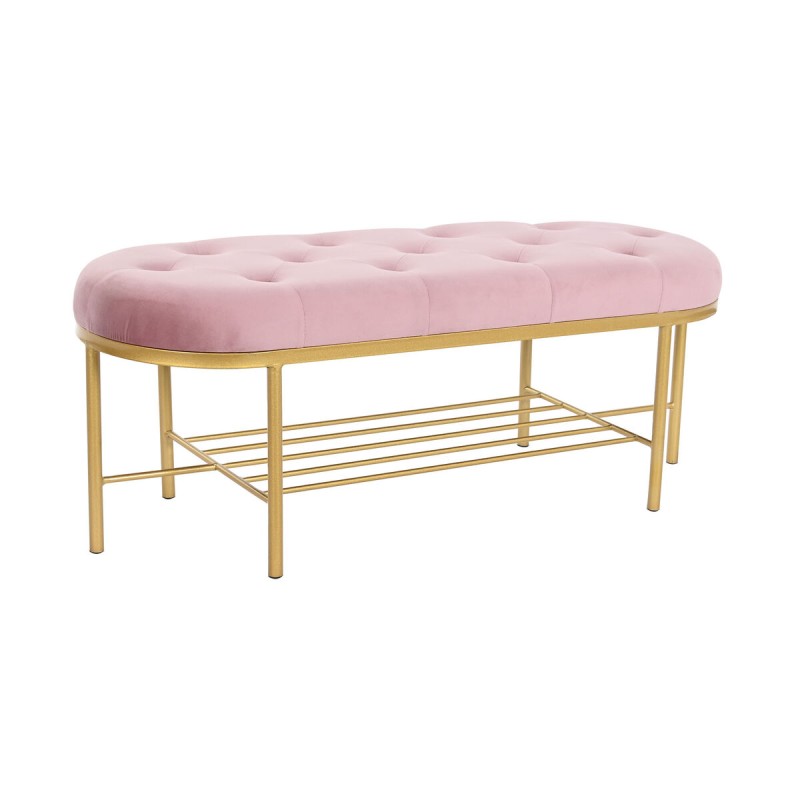 Banqueta DKD Home Decor 100 x 35 x 40 cm Rosa Dorado Metal