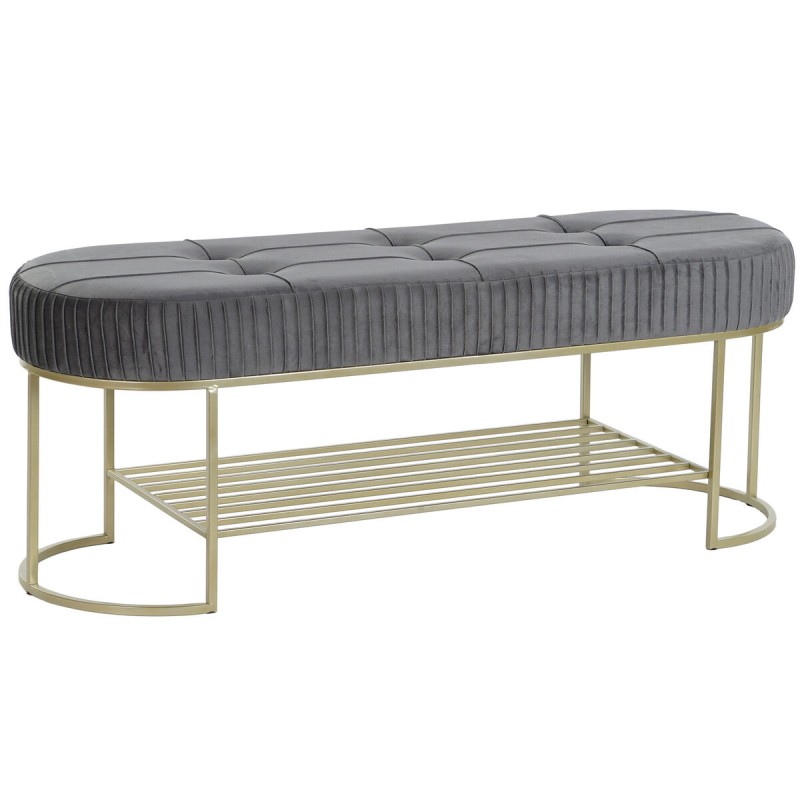 Banqueta DKD Home Decor Gris Dorado Metal 120 x 40 x 45 cm