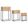 Set de Maceteros DKD Home Decor 50 x 24 x 80 cm Natural Negro Metal Madera