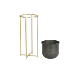 Set de Maceteros DKD Home Decor 28,5 x 28,5 x 65,5 cm 28 x 28 x 65 cm Negro Dorado Metal