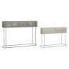 Set de Maceteros DKD Home Decor 100 x 22 x 70 cm Gris Metal Blanco Vintage