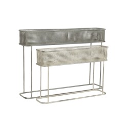 Set de Maceteros DKD Home Decor 100 x 22 x 70 cm Gris Metal Blanco Vintage