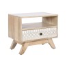 Mesita de Noche DKD Home Decor Blanco Natural Madera de mango 55 x 35 x 45 cm