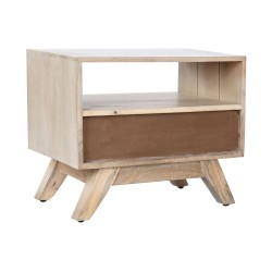 Mesita de Noche DKD Home Decor Blanco Natural Madera de mango 55 x 35 x 45 cm