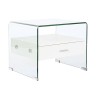 Mesita de Noche DKD Home Decor Blanco Transparente Cristal Madera MDF 50 x 40 x 45,5 cm