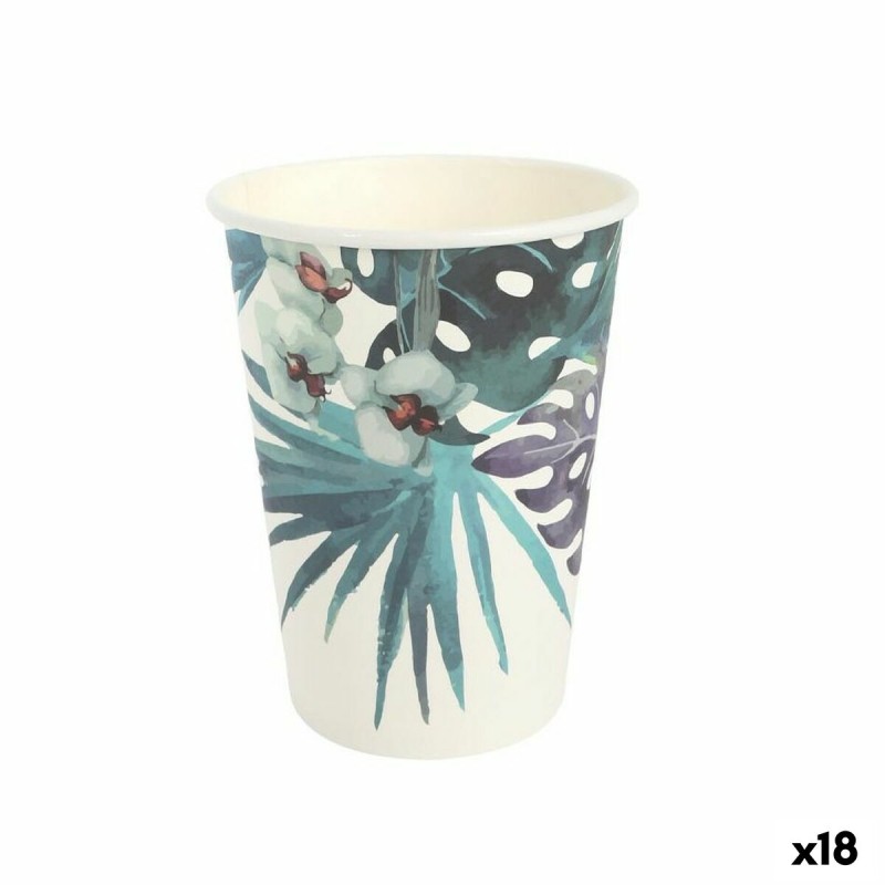 Set de Vasos Algon Desechables Cartu00f3n Tropical 8 Piezas 330 ml (18 Unidades)