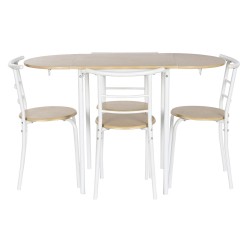 Conjunto de Mesa con 4 Sillas DKD Home Decor Blanco Natural Metal Madera MDF 121 x 55 x 78 cm