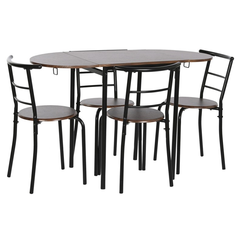 Conjunto de Mesa con 4 Sillas DKD Home Decor Marrón Negro Metal Madera MDF 121 x 55 x 78 cm