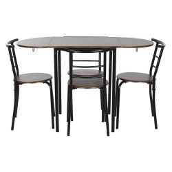 Conjunto de Mesa con 4 Sillas DKD Home Decor Marrón Negro Metal Madera MDF 121 x 55 x 78 cm