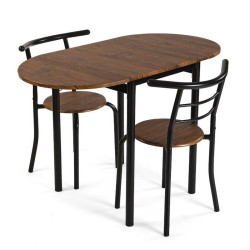 Conjunto de Mesa con 4 Sillas DKD Home Decor Marrón Negro Metal Madera MDF 121 x 55 x 78 cm