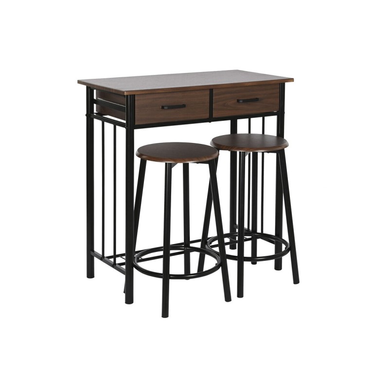 Conjunto de Mesa con 2 Sillas DKD Home Decor Marrón Negro Metal Madera MDF 80 x 50 x 84 cm