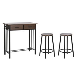 Conjunto de Mesa con 2 Sillas DKD Home Decor Marrón Negro Metal Madera MDF 80 x 50 x 84 cm