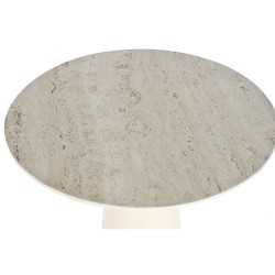 Mesa auxiliar Home ESPRIT Blanco Beige Marrón claro Metal Cerámica 40 x 40 x 72 cm