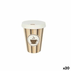 Set de Vasos Algon Con Tapa Desechables Cafu00e9 Cartu00f3n 8 Piezas 220 ml (20 Unidades)