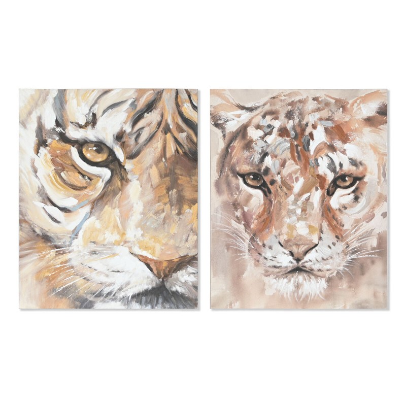 Cuadro Home ESPRIT Colonial Tigre 80 x 3,7 x 100 cm (2 Unidades)