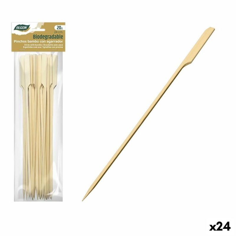 Set de Pinchos para Barbacoa Algon Bambu00fa 20 Piezas 24 cm (24 Unidades)