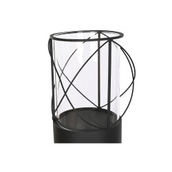 Set de Portavelas Home ESPRIT Negro Metal Cristal 27 x 27 x 125 cm (2 Unidades)