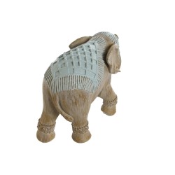 Figura Decorativa Home ESPRIT Blanco Verde Turquesa Elefante Colonial 21,5 x 8,5 x 16 cm (3 Unidades)