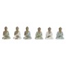 Figura Decorativa Home ESPRIT Blanco Verde Turquesa Buda Oriental 6 x 4 x 8,5 cm (6 Unidades)