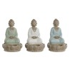 Figura Decorativa Home ESPRIT Blanco Verde Turquesa Buda Oriental 12 x 12 x 18,5 cm (3 Unidades)