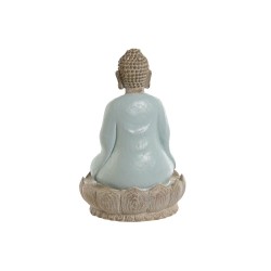 Figura Decorativa Home ESPRIT Blanco Verde Turquesa Buda Oriental 12 x 12 x 18,5 cm (3 Unidades)