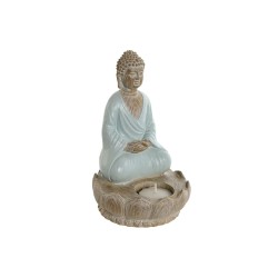 Figura Decorativa Home ESPRIT Blanco Verde Turquesa Buda Oriental 12 x 12 x 18,5 cm (3 Unidades)