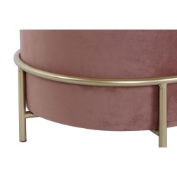 Reposapiés DKD Home Decor Rosa Dorado Metal Terciopelo 48 x 48 x 47 cm