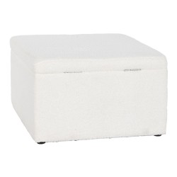 Banqueta Home ESPRIT Blanco Poliéster Madera MDF 60 x 60 x 36 cm