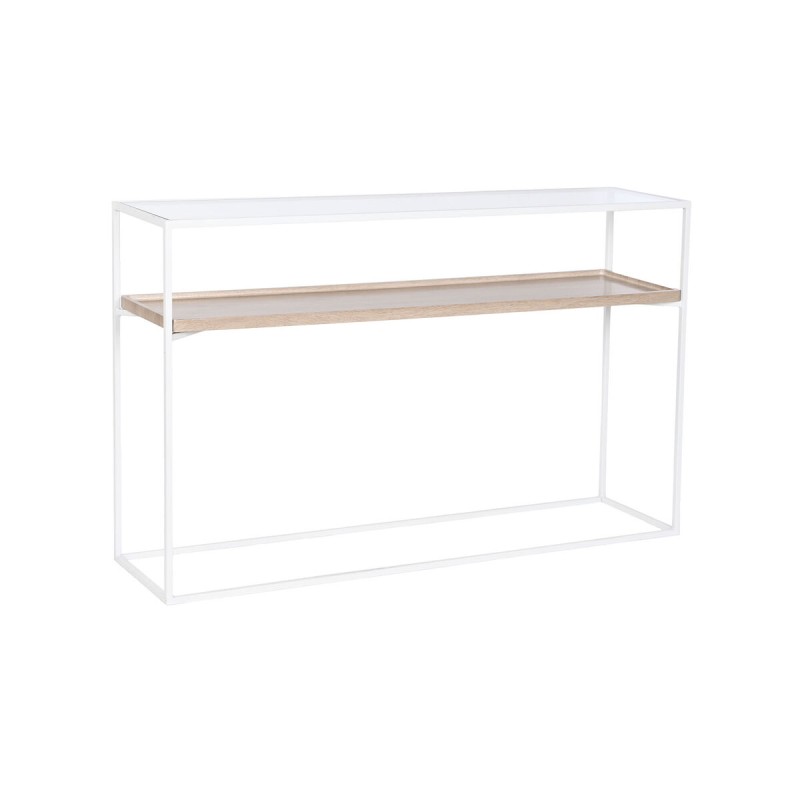 Consola Home ESPRIT Blanco Metal Cristal 120 x 30 x 75 cm