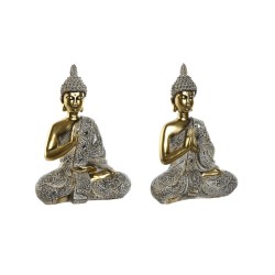 Figura Decorativa Home ESPRIT Beige Dorado Buda Oriental 21 x 11,5 x 28 cm (2 Unidades)