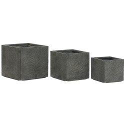 Set de Maceteros Home ESPRIT Gris oscuro Fibra de Vidrio Magnesio 44,5 x 44,5 x 43 cm (3 Unidades)