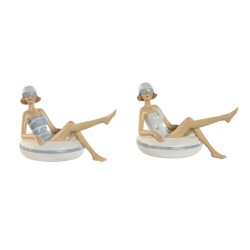 Figura Decorativa Home ESPRIT Blanco Azul cielo Mediterráneo 17,5 x 10 x 10,5 cm (2 Unidades)