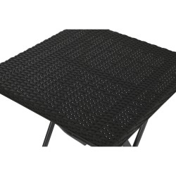 Conjunto de Mesa con 2 Sillas Home ESPRIT Negro Acero ratán sintético 58 x 58 x 71,5 cm