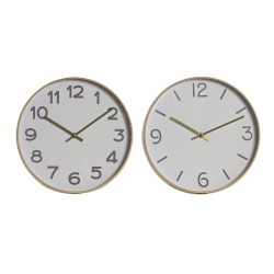 Reloj de Pared Home ESPRIT Blanco Dorado PVC 30 x 4 x 30 cm (2 Unidades)