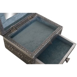 Caja-Joyero DKD Home Decor Plateado Azul cielo Madera Aluminio 17,5 x 12,5 x 8,5 cm