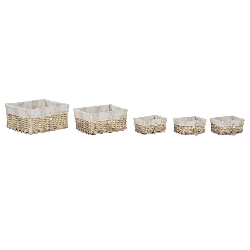 Juego de Cestas Home ESPRIT Marrón Beige Natural 48 x 38 x 22 cm (5 Piezas)