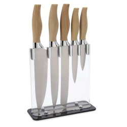 Juego de Cuchillos de Cocina y Soporte Quid Baobab (5 pcs) Marru00f3n Metal