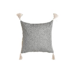 Cojín Home ESPRIT Blanco Gris Borlas Boho 45 x 15 x 45 cm