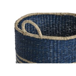 Juego de Cestas Home ESPRIT Azul Natural Yute Hierba marina Mediterráneo 43 x 43 x 54 cm (3 Piezas)