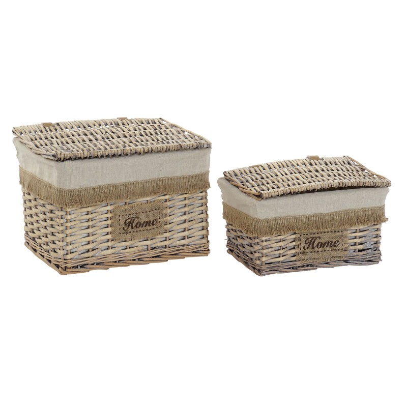 Juego de Cestas Home ESPRIT Marrón Natural 36 x 27 x 25 cm (2 Piezas)