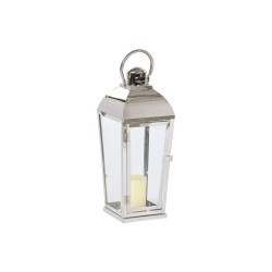 Farol Home ESPRIT Plateado Cristal Acero Cromado 23 x 23 x 60 cm (3 Piezas)