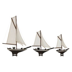 Figura Decorativa Home ESPRIT Blanco Marrón Mediterráneo 55 x 8 x 70 cm (3 Piezas)