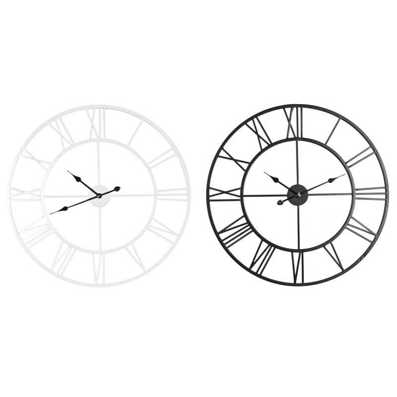 Reloj de Pared Home ESPRIT Blanco Negro Metal 80 x 3 x 80 cm (2 Unidades)