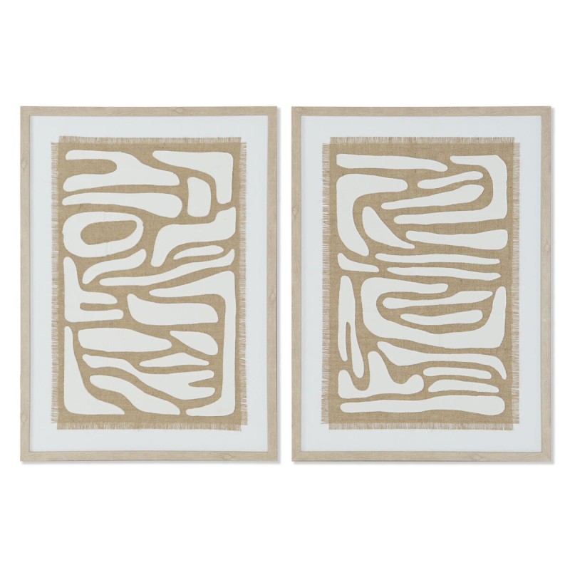 Cuadro Home ESPRIT Blanco Beige Abstracto Escandinavo 52,7 x 2,5 x 72,5 cm (2 Unidades)