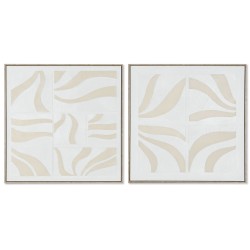 Cuadro Home ESPRIT Blanco Beige Abstracto Escandinavo 83 x 4,5 x 83 cm (2 Unidades)