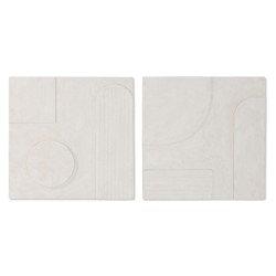 Decoración de Pared Home ESPRIT Blanco Moderno Decapé 80 x 6 x 80 cm (2 Unidades)