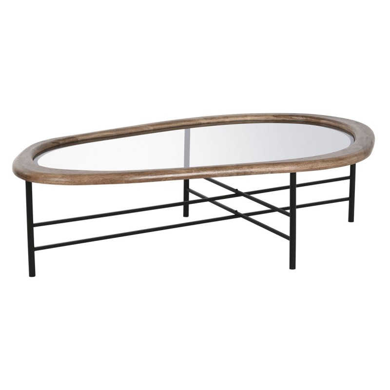 Mesa de Centro Home ESPRIT Marrón Negro Cristal Madera de abeto 120 x 69 x 33 cm